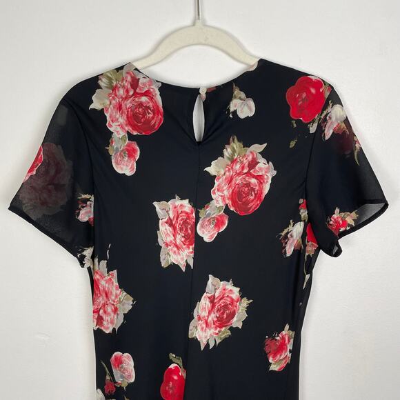 VTG 90s My Michelle Floral Maxi Dress Black Red Y2K Fairy Grunge Dark Romance - Picture 11 of 16